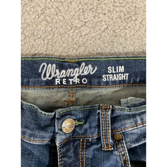 Wrangler Retro Slim Straight Size 30 x 32 Men's Denim Blue Jeans 5-Pocket Design - Picture 2 of 9